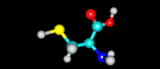 半胱氨酸分子结构孤立在黑色上图片下载