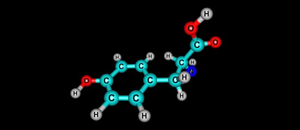 黑上孤立的酪氨酸分子结构图片下载