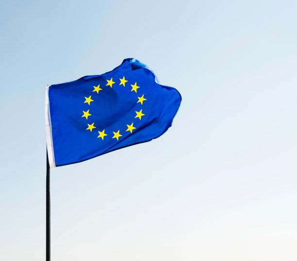 欧盟旗帜迎风飘扬图片下载