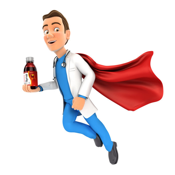 3d医生飞行和持有糖浆瓶图片下载