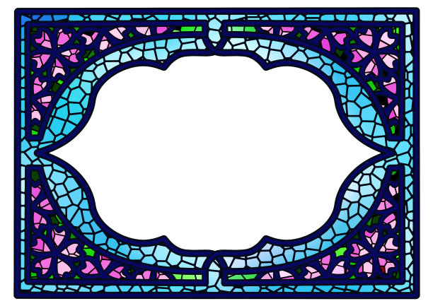 樱花框架在彩色玻璃风格图片下载
