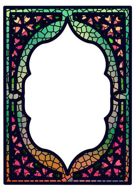 樱花框架在彩色玻璃风格图片下载