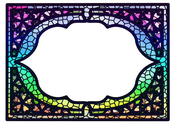 樱花框架在彩色玻璃风格图片下载