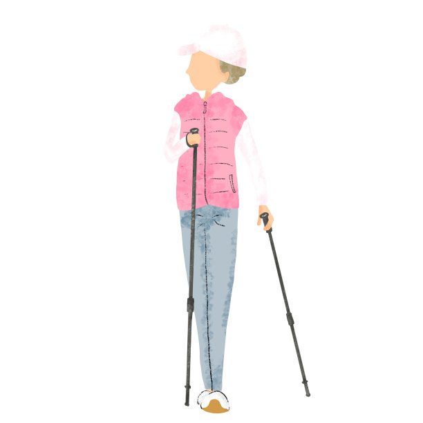 健康老年妇女北欧行走的插图图片下载