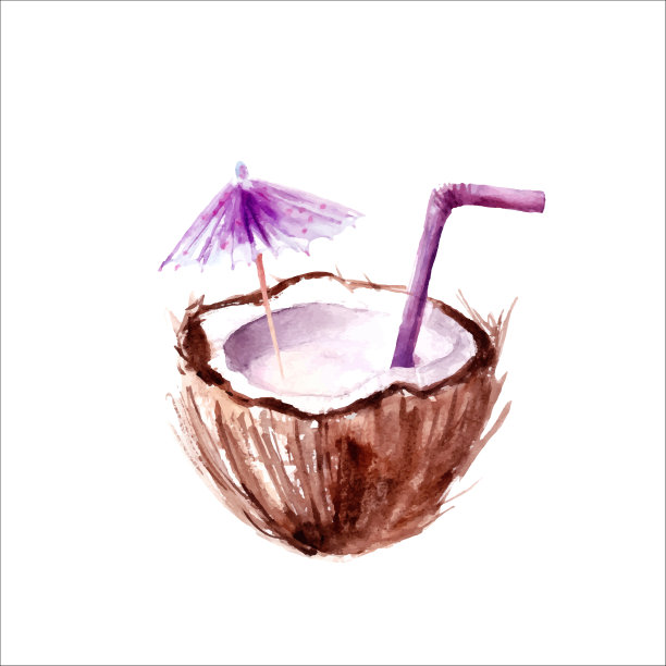 椰子里的蓝色热带鸡尾酒图片下载