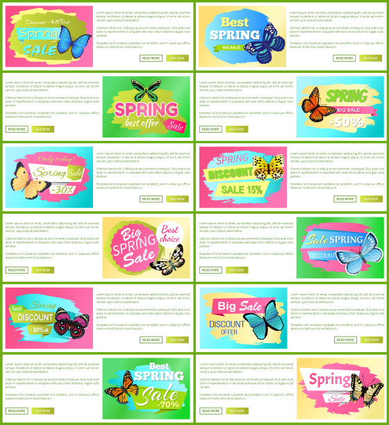 只有今天春季销售设置矢量插图图片下载