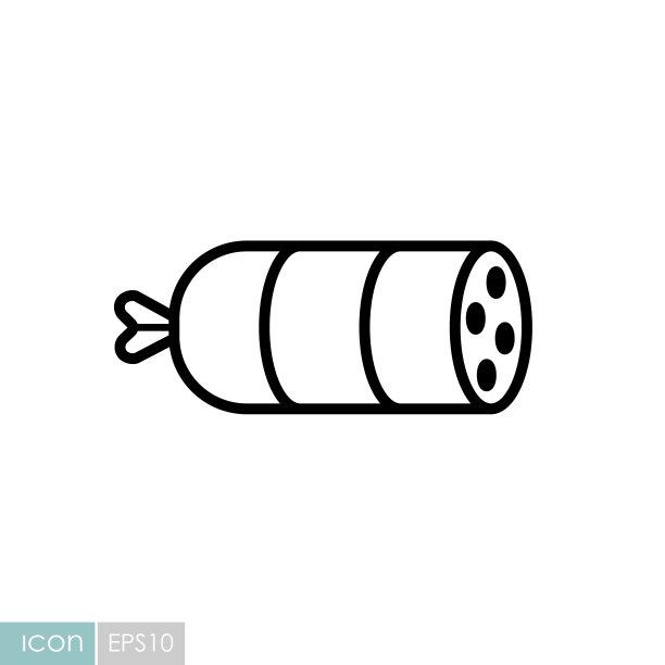 香肠萨拉米矢量图标。烧烤和烧烤架图片下载