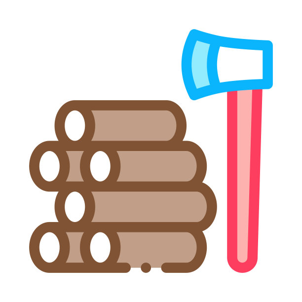 砍伐树木图标矢量轮廓插图图片下载