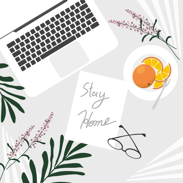 笔记本电脑在家工作的概念。新型冠状病毒肺炎图片下载