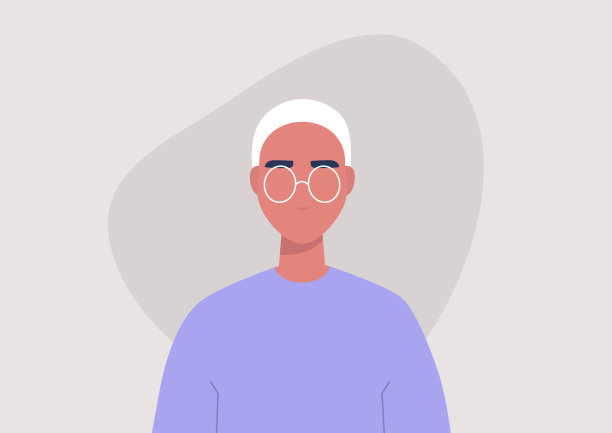 年轻男性人物肖像，正面视图，千禧生活方式，平面矢量图形图片下载