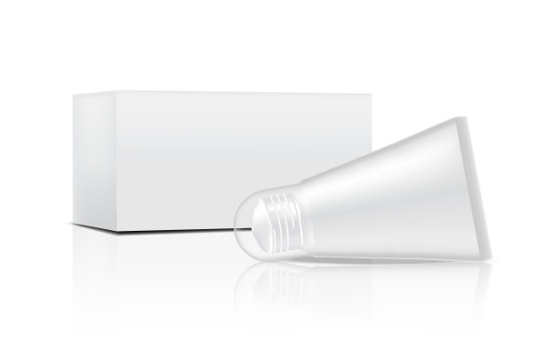 试管模拟逼真的化妆品和盒子侧面的护肤品在孤立的白色背景插图。医疗保健和医疗概念设计。图片下载