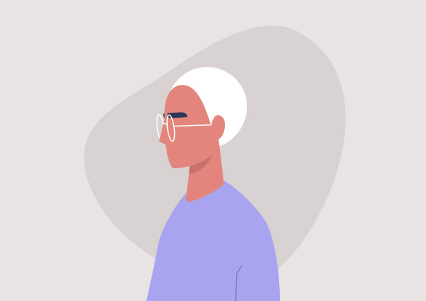 年轻男性人物肖像，侧面视图，千禧生活方式，平面矢量图形图片下载