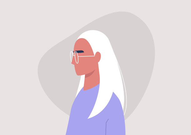 年轻女性人物肖像，侧视图，千禧生活方式，平面矢量图形图片下载