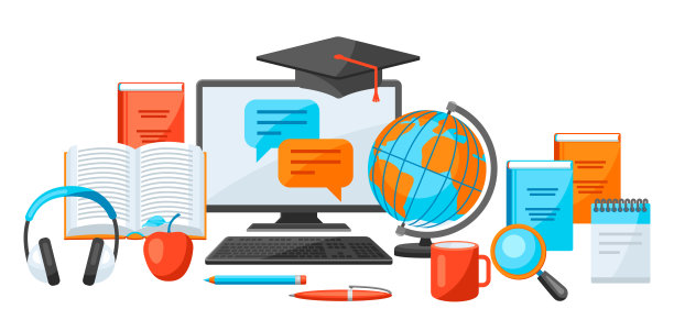 在家在线学习的概念。远程教育。图片下载