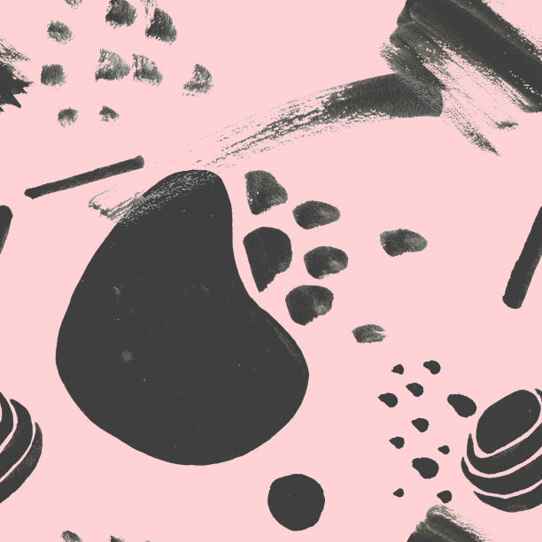 简约极简主义无缝图案配水粉黑色点染，现代感十足。图片下载