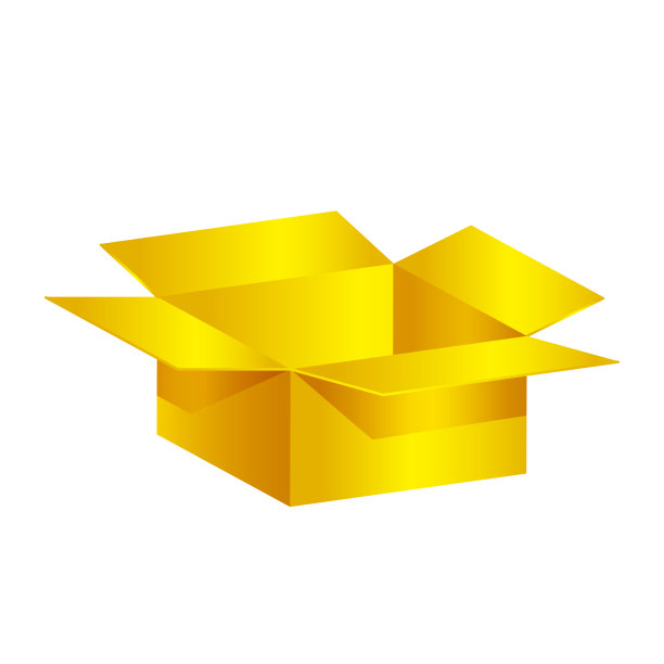 金纸箱单孤立在白色背景上，开箱箱黄金3d方形，夹艺术纸板包裹箱黄金空，等距纸盒黄金，包装包裹箱打开黄金空白图片下载