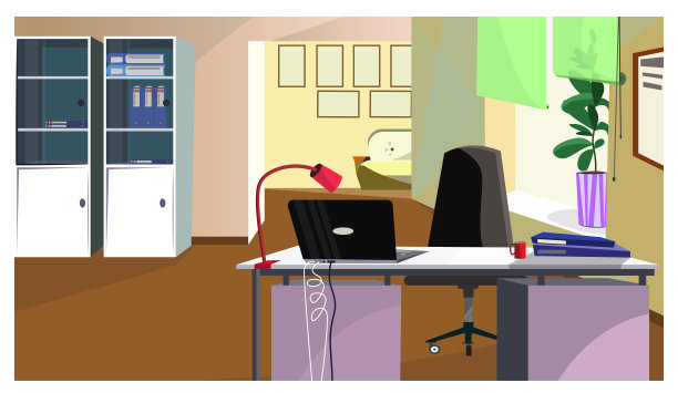 有笔记本电脑和文件夹的办公桌图片下载