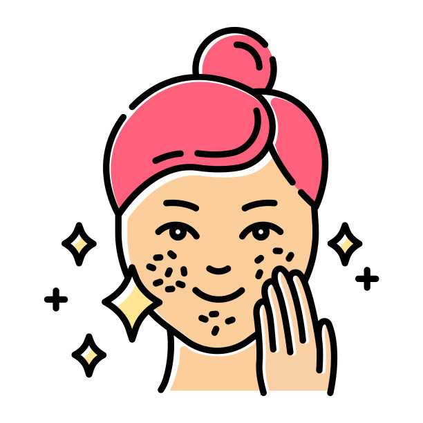 斑点处理意味着彩色图标。皮肤护理程序。面部美容常规步骤。对有问题的皮肤有清洁和愈合作用。皮肤病、化妆品、化妆。孤立的矢量图图片下载