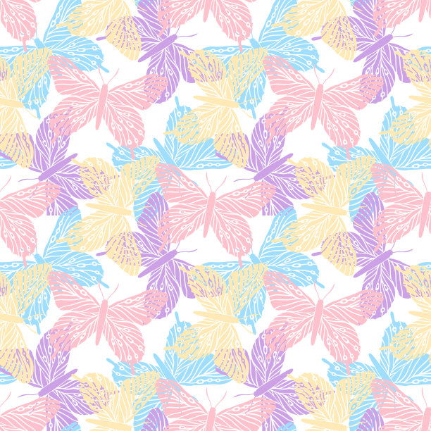 蝴蝶无缝花纹复古风格。设计封面,织物,纺织品。夏天的背景图片下载