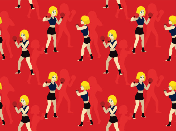 钩漫画拳击卡通矢量无缝背景墙纸01图片下载