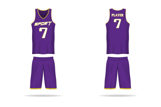 规格篮针织模板。模拟运动T恤v领制服。矢量插图设计图片下载