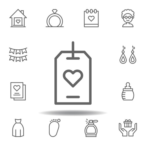 母亲节标签大纲图标。一套母亲节插图图标。标志和符号可以用于网页，标志，移动应用程序，UI, UX在白色背景图片下载