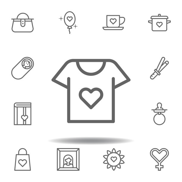 母亲节衬衫轮廓图标。一套母亲节插图图标。标志和符号可以用于网页，标志，移动应用程序，UI, UX在白色背景图片下载