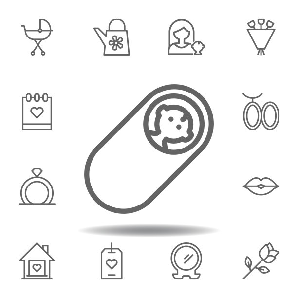 母亲节婴儿轮廓图标。一套母亲节插图图标。标志和符号可以用于网页，标志，移动应用程序，UI, UX在白色背景图片下载