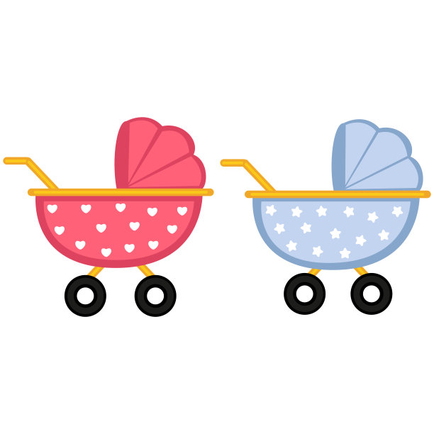 粉色和蓝色的婴儿车是一个男孩和一个女孩图片下载