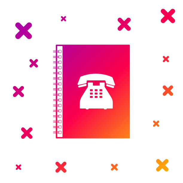 彩色电话簿图标孤立在白色背景。地址簿。电话簿。梯度随机动态形状。矢量图图片下载