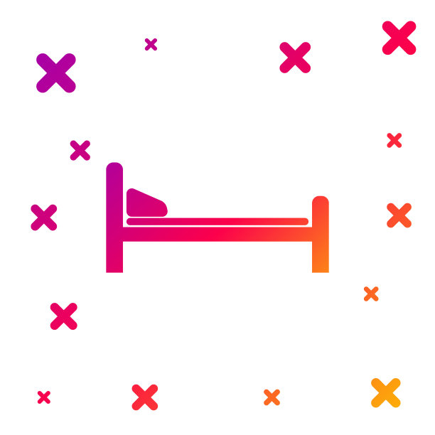 彩色医院病床图标孤立在白色背景。梯度随机动态形状。矢量图图片下载