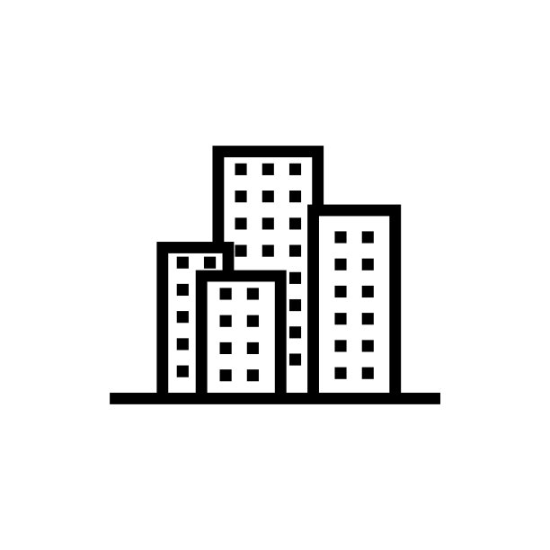 摩天大楼线性图标，白色背景上的logo图片下载
