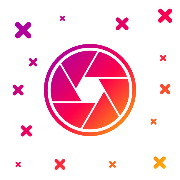 彩色相机快门图标孤立在白色背景。梯度随机动态形状。矢量图图片下载