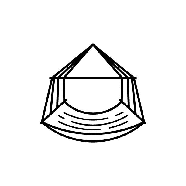 简单的线吊床图标孤立在白色的背景。放松的乐趣。室内摇摆。阳光沐浴。矢量插图的网页设计。图片下载