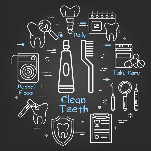 矢量黑线圆概念-干净牙齿图片下载