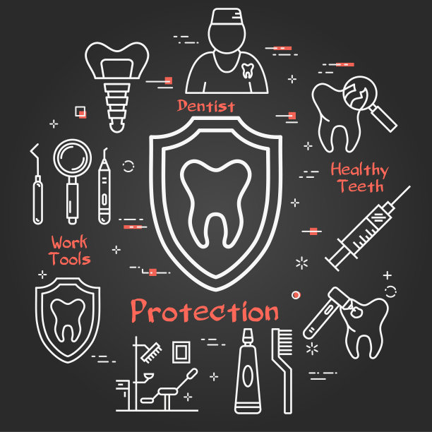 矢量黑线圆概念-牙护盾图片下载