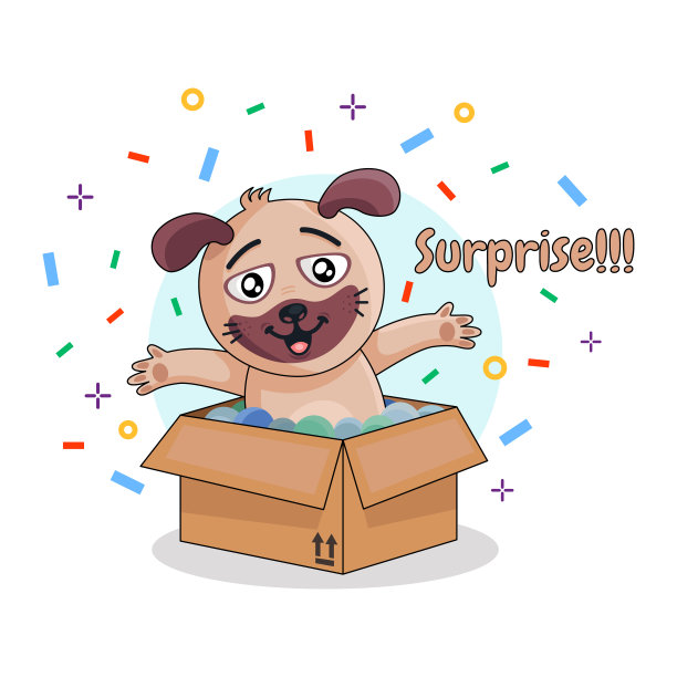 可爱的狗在不同的位置。矢量图图片下载