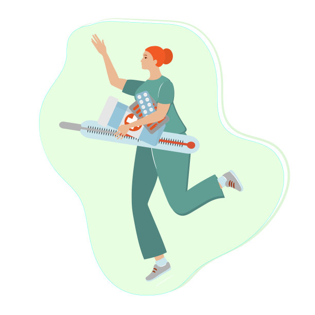 医生体温计冠状病毒大流行扁平载体图片下载