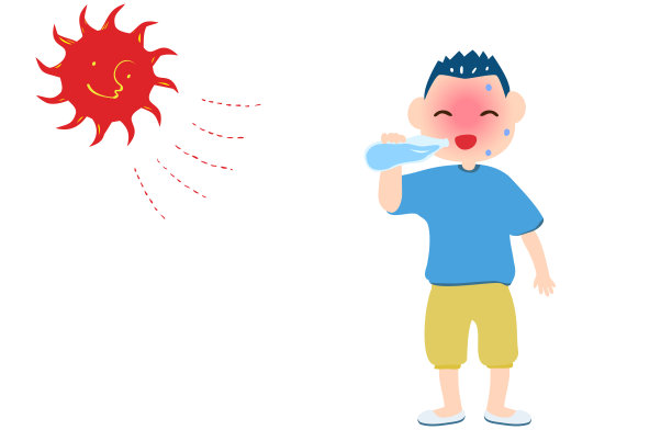 一个男孩喝水作为防止中暑的措施的插图图片下载