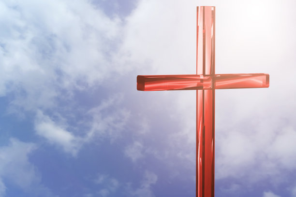 基督教十字架上明亮的背景，概念复活节和圣诞节背景3D渲染图片下载