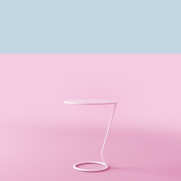 现代极简主义的凳子，靠在彩色的墙壁上。图片下载