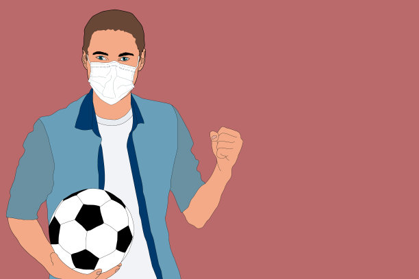 蒙面球迷，足球球迷的男性角色与球图片下载