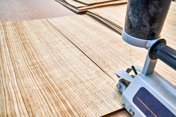 橡树单板。橡木纹理。木工用单板手工拼接机拼接单板的工艺图片下载