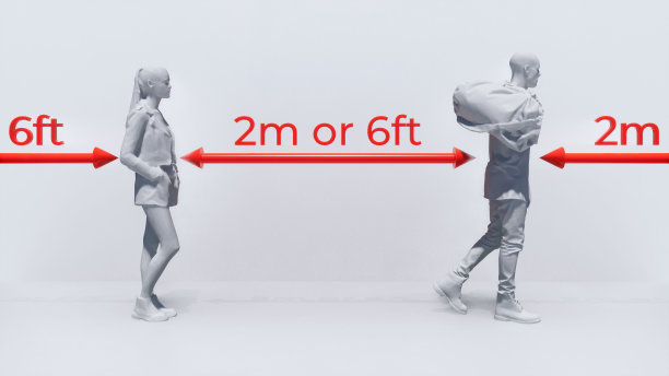 排队的3D人员保持安全距离图片下载