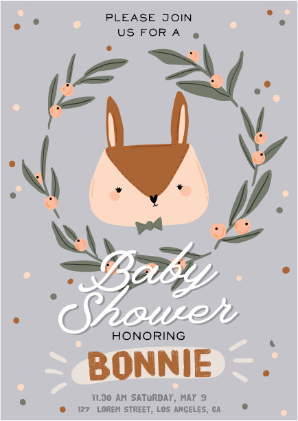 可爱的婴儿淋浴在斯堪的纳维亚风格包括流行的报价和酷的动物装饰手绘元素。图片下载