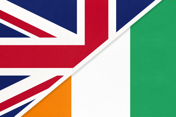 英国vs象牙海岸的纺织品国旗。两个欧洲和非洲国家之间的关系。图片下载