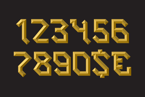 金面数字与货币符号铸锭形式。图片下载