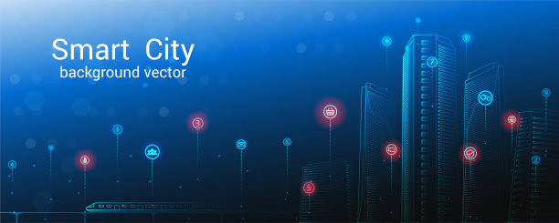 智能城市的概念。天空背景。未来城市或智慧城市概念。图片下载