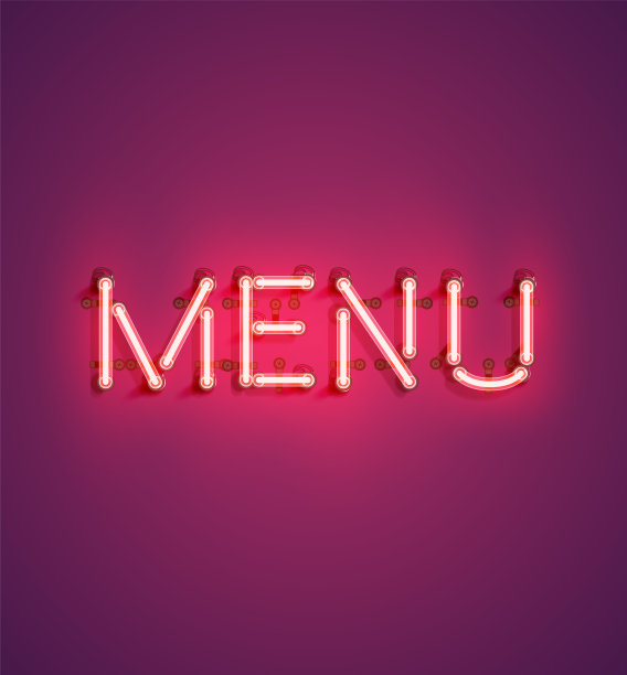 霓虹逼真的广告字，矢量插图图片下载