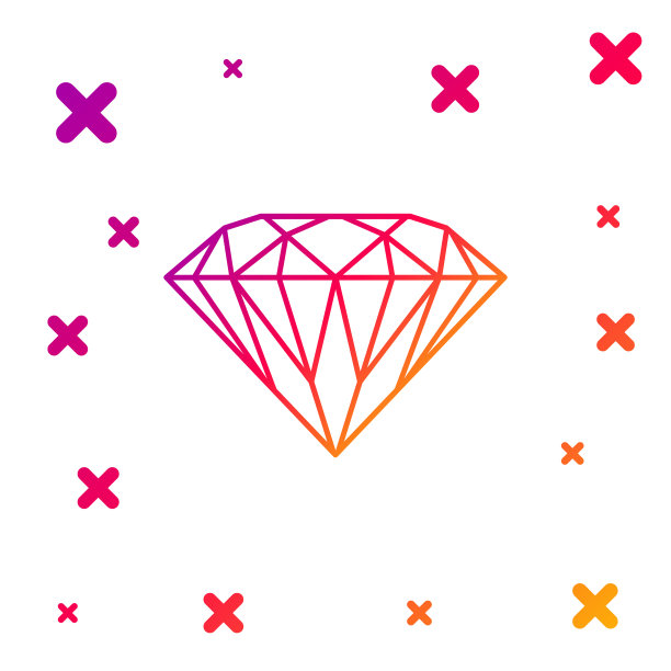 彩色钻石图标孤立在白色背景。首饰的象征。宝石石头。梯度随机动态形状。矢量图图片下载